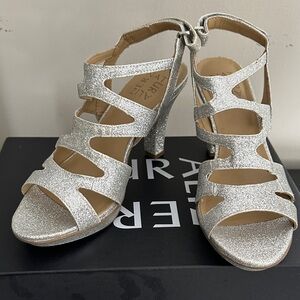 Naturalizer Silver Strappy Heels